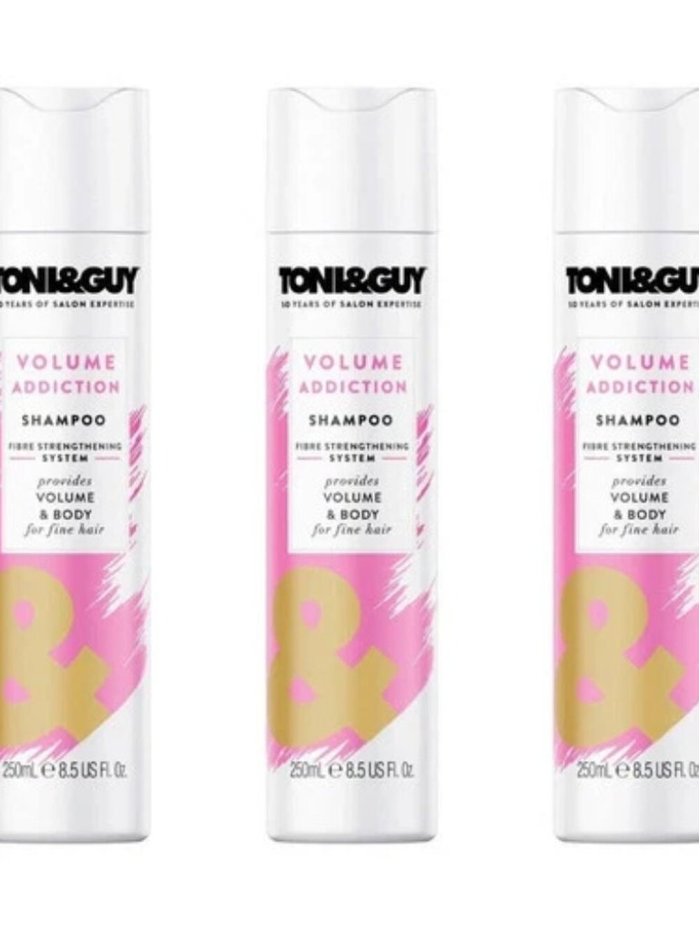 Toni&Guy Volume Addiction Shampoo Fibre Strengthening System Fine Hair 250ml x3